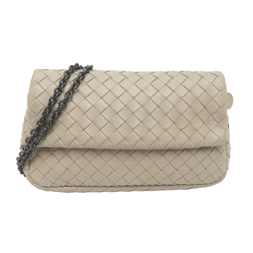 Bottega Veneta Intrecciato Chain Shoulder Bag for Women, 310774, Leather, Greige